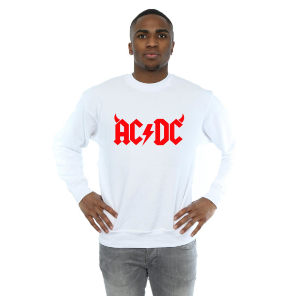 AC/DC Herr Horns Logo Sweatshirt L Vit White L