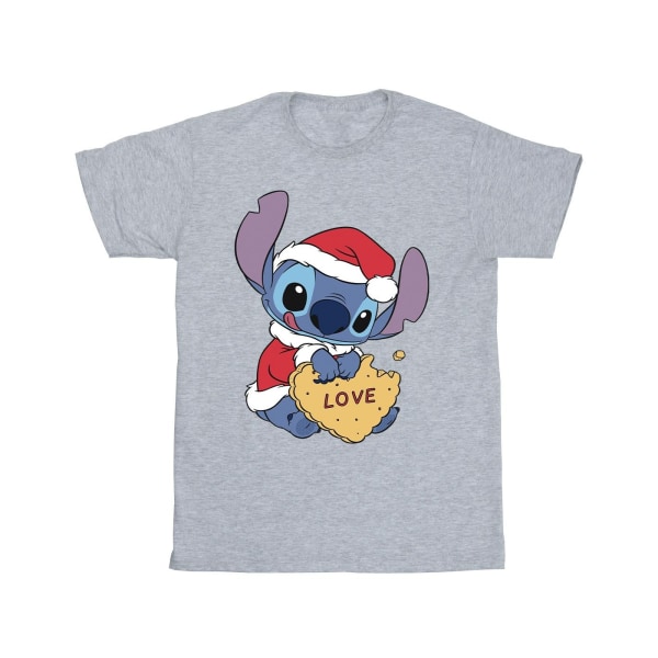 Disney Mens Lilo And Stitch Christmas Love Biscuit T-Shirt XL S Sports Grey XL