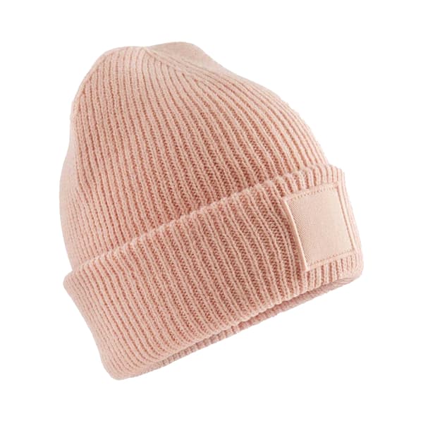 Beechfield Barn/Kids Tonal Patch Ribbad Mössa En Storlek Persika Peach One Size