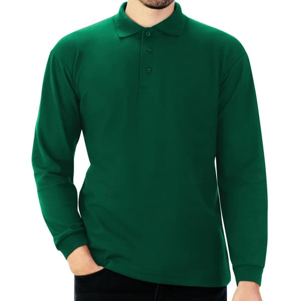 Casual Classic Långärmad Pikétröja Herr M Skogsgrön Forest Green M