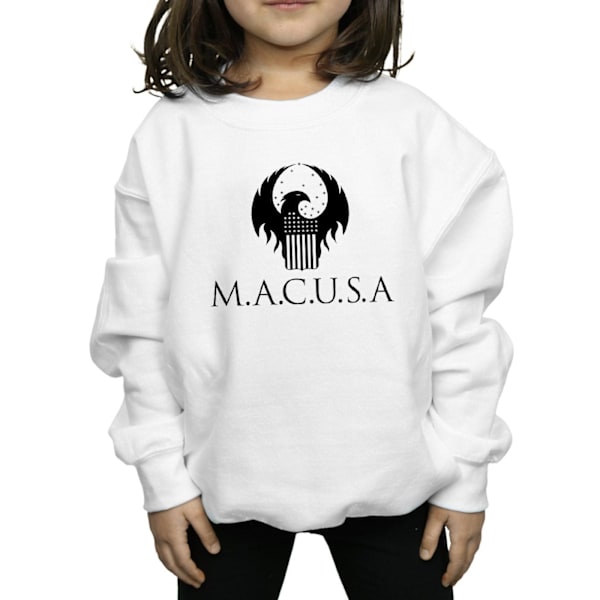 Fantastiska vidunder Girls MACUSA Logo Sweatshirt 9-11 år Vit White 9-11 Years