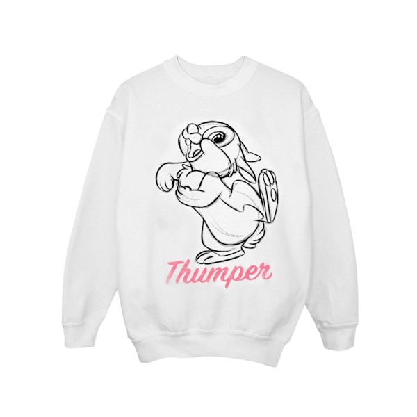 Disney Girls Bambi Thumper Line Drawing Sweatshirt 7-8 år Vit White 7-8 Years