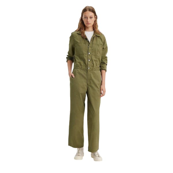 Levis Dam/Kvinnor Ikonisk Denim Krage Vida Ben Långärmad Olive Night 8 UK