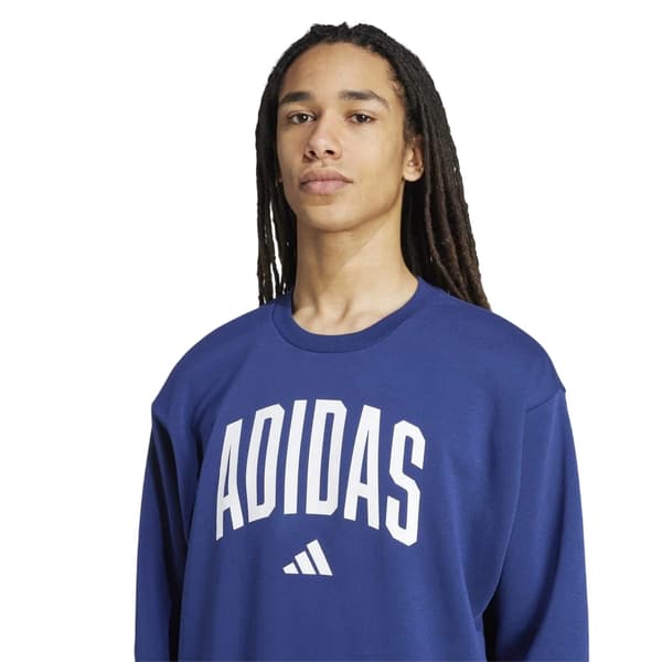 Adidas Sweatshirt för män med universitetslogotyp L Blå/Vit Blue/White L