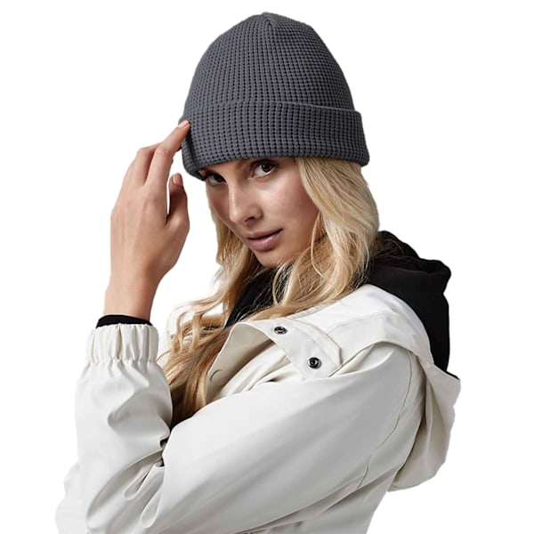 Beechfield Cuffed Organic Cotton Waffle Beanie One Size Graphit Graphite Grey One Size