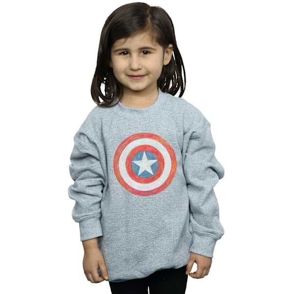 Marvel Girls Captain America Sketched Shield Sweatshirt 9-11 år Sports Grey 9-11 Years