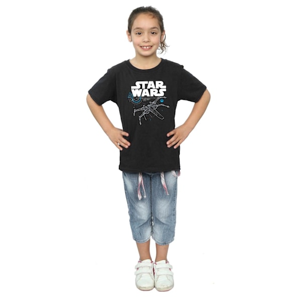 Star Wars Girls The Last Jedi X-Wing Bomull T-shirt 12-13 år Black 12-13 Years