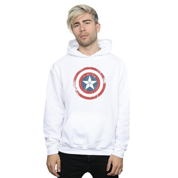 Marvel Herr Captain America Civil War Distressed Shield Hoodie White 3XL