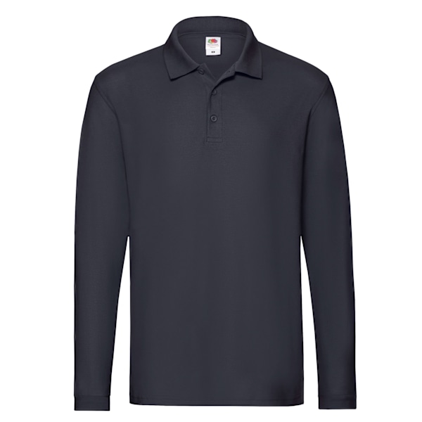 Fruit of the Loom Premium långärmad poloskjorta för män L Deep N Deep Navy L