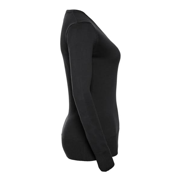 Russell Collection Dam/Kvinnors V-halsad Stickad Pullovertröja Black 3XL