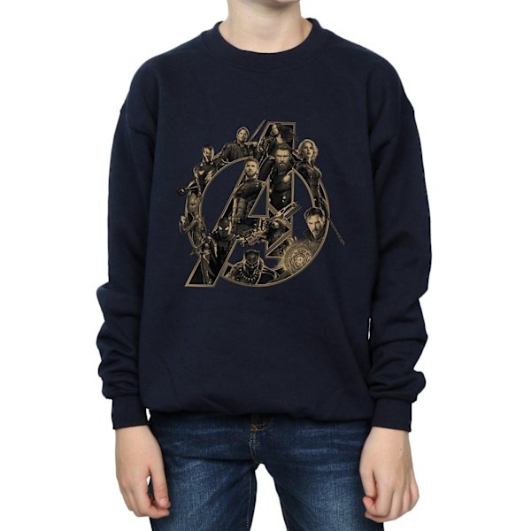 Marvel Boys Avengers Infinity War Marvel Logo Sweatshirt 9-11 år Navy Blue 9-11 Years