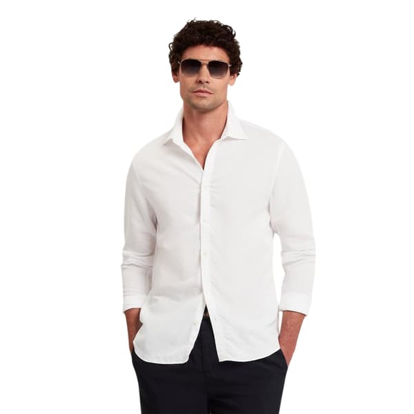 Ted Baker Herrskjorta i linneblandning, normal passform, långärmad, XS vit White XS
