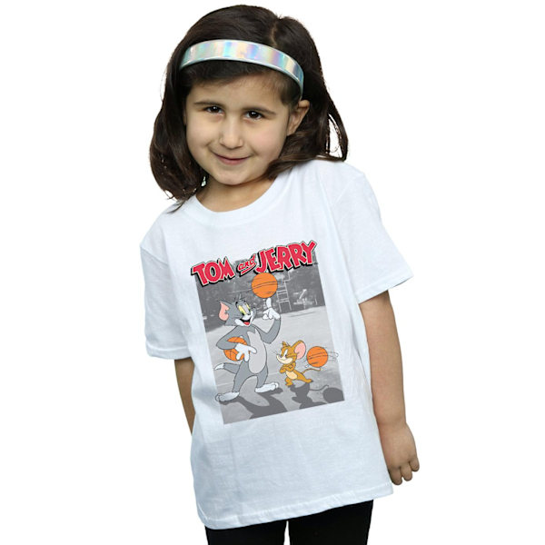 Tom och Jerry Girls Basket Buddies Bomull T-shirt 7-8 år White 7-8 Years