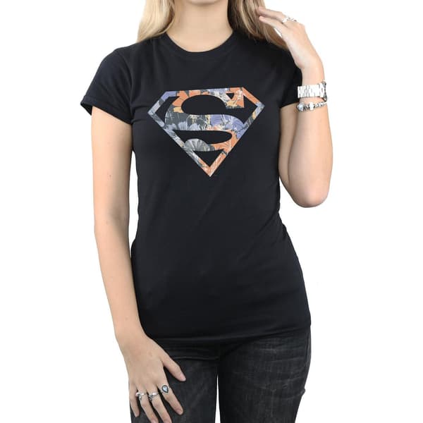 DC Comics Dam/Dam Superman Blommig Logotyp 2 Bomulls T-shirt X Black XL