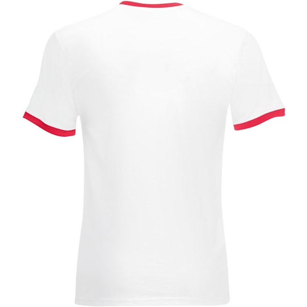 Fruit Of The Loom Herr T-shirt med ringad kort ärm L Vit/Röd White/Red L