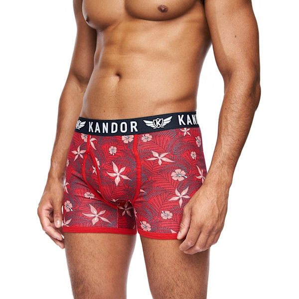 Kandor Herr Florid Boxer Shorts (7-pack) M Röd Red M