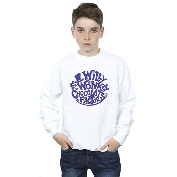 Willy Wonka & The Chocolate Factory Pojkar Tryckt Logotyp Tröja White 9-11 Years