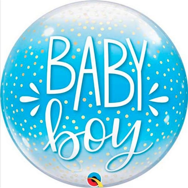 Qualatex Baby Boy 22 tums plast bubbla ballong en one size blå Blue One Size