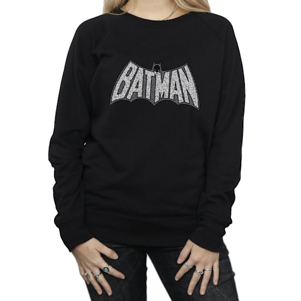 DC Comics Dam/Kvinnor Batman Retro Crackle Logo Sweatshirt S Black S