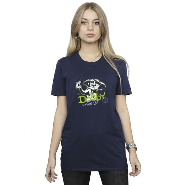 Harry Potter Dam/Dam Dobby A Elf Bomull Boyfriend T-shirt Navy Blue S