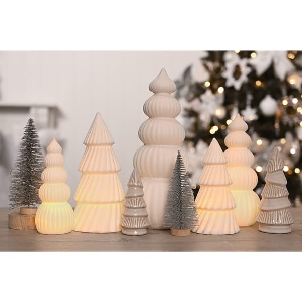 Keramisk 20 cm LED-upplyst julgran One Size vit white One Size