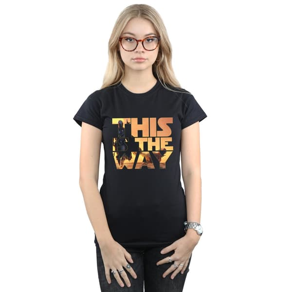 Star Wars Dam/Kvinnor The Mandalorian The Way Affisch Text Bomull Black M