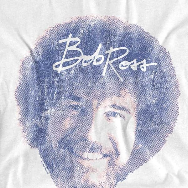 Bob Ross T-shirt med ansikte för barn 5-6 år vit White 5-6 Years