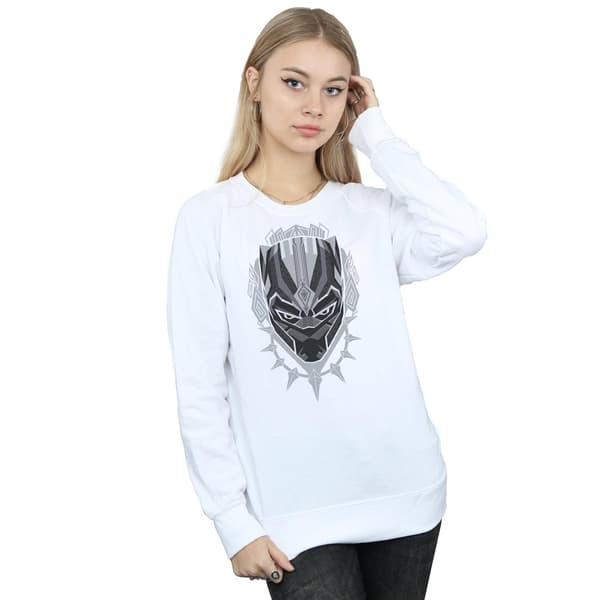 Marvel Dam/Kvinnor Black Panther Huvud Sweatshirt M Vit White M