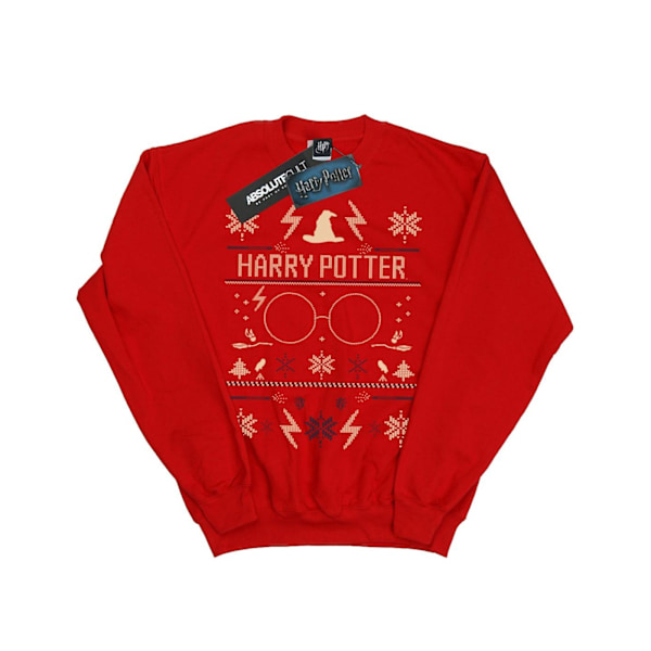 Harry Potter Julmönstrad Sweatshirt för Pojkar 7-8 År Röd Red 7-8 Years