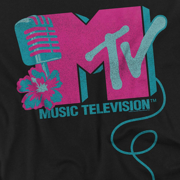 MTV Herr Mikrofon Logotyp T-Shirt L Svart Black L