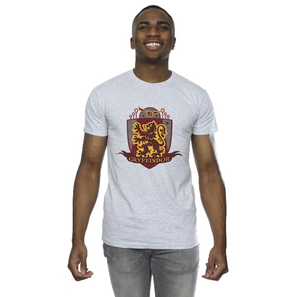 Harry Potter T-shirt för män med Gryffindor-bröstmärke, M, Sports Grey Sports Grey M