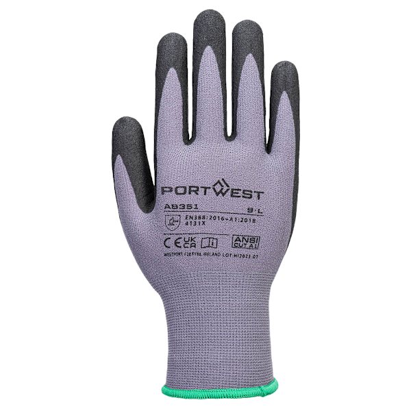 Portwest AB351 Essential DermiFlex Plus Skyddshandskar (Förpackning med Grey/Black L