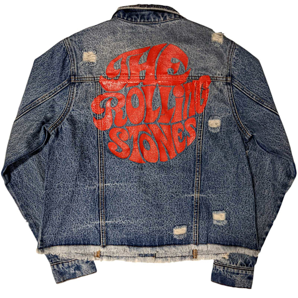 The Rolling Stones Damjacka i Denim för Dam/Kvinnor med Script XL Ljus D Light Denim Blue XL