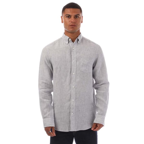 Gant Randig Linneskjorta Herr Regular XL Vit White XL