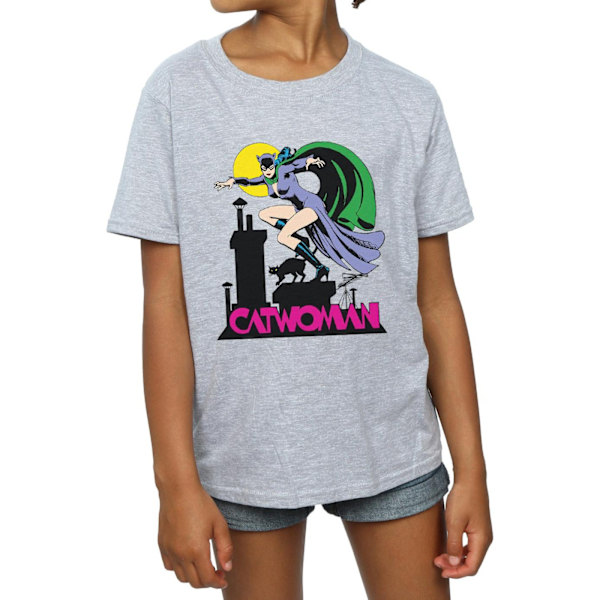 DC Comics Girls Catwoman Text Logo Bomull T-shirt 9-11 år Sp Sports Grey 9-11 Years