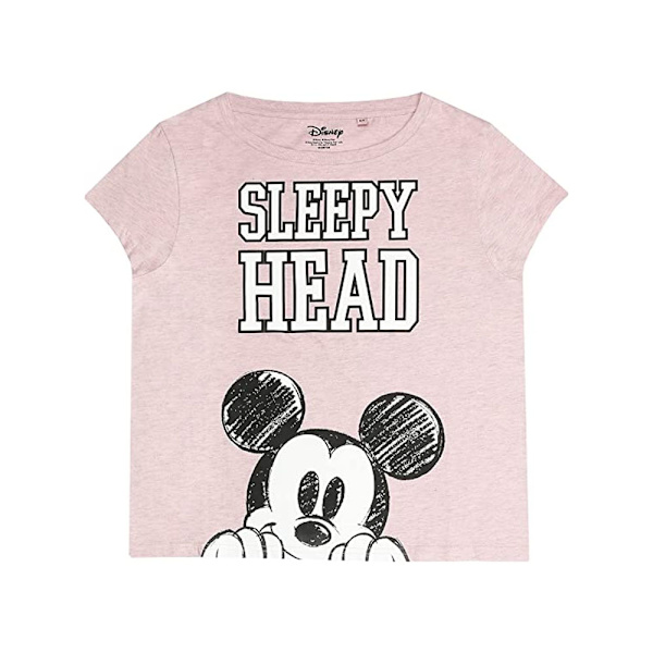 Disney Dam Sleepy Head Musse Pigg Lång Pyjamas Set L Pink/Grey/Black L