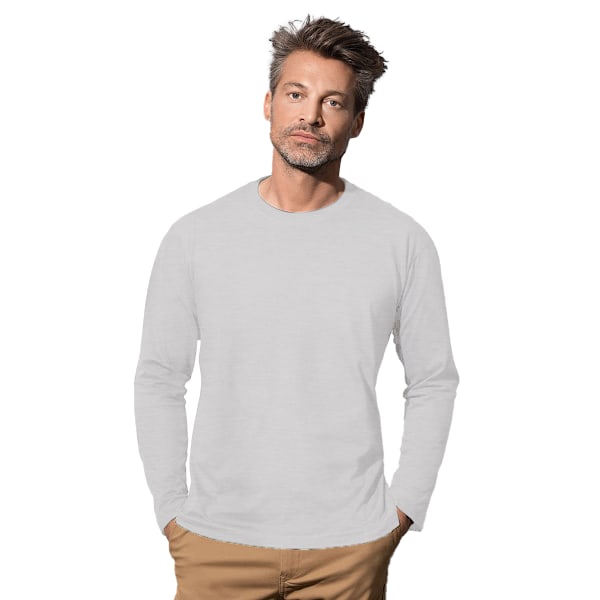 Stedman Classic Long Sleeved Tee L Heather Grey för män Heather Grey L
