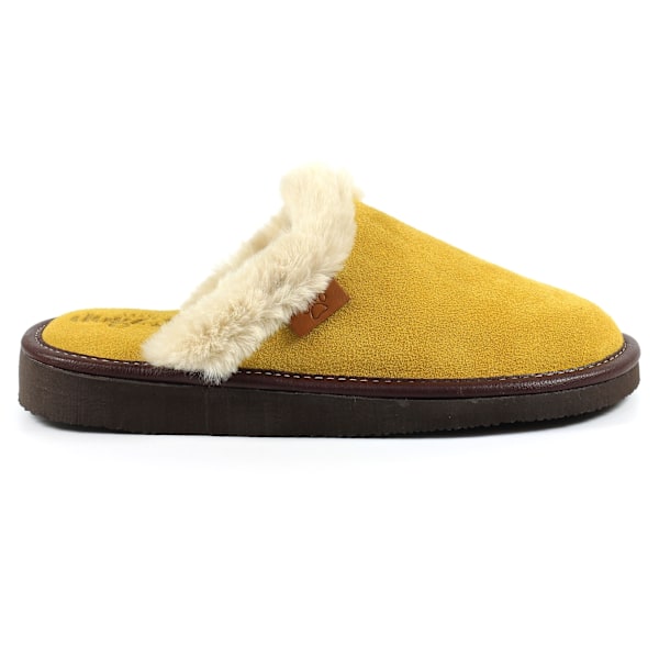 Lazy Dogz Dam/Dam Otto Faux Fur Trim Suede Tofflor 6 UK Mustard 6 UK