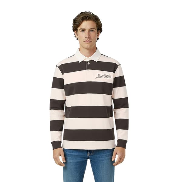 Jack Wills Herr Jersey Krage Avslappnad Passform Långärmad Rugby Iron/Bone S