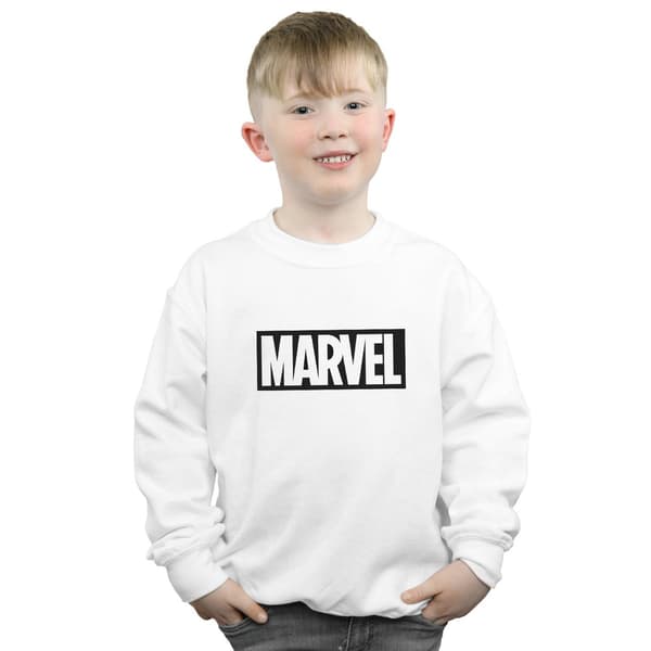 Marvel Pojkar Logotyp Outline Tröja 5-6 År Vit White 5-6 Years