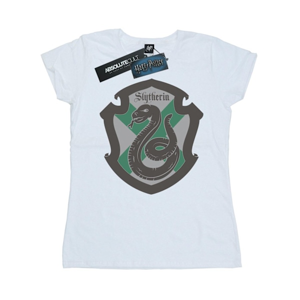 Harry Potter Dam/Kvinnor Slytherin Crest Flat Bomull T-Shirt White M