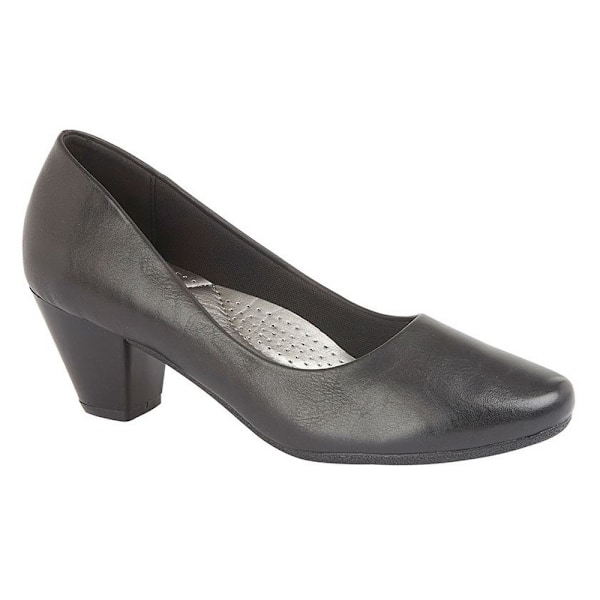 Boulevard Dam/Dam PU Läder Plain Court Sko (45mm Klack) Black 5 UK
