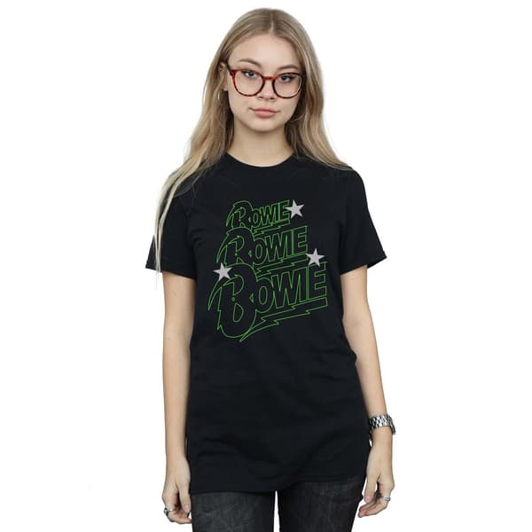David Bowie Dam/Dam Multiple Neon Logo Bomull Boyfriend T-shirt Black M