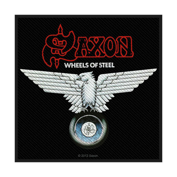 Saxon Wheels Of Steel vävd patch One Size Svart/Vit Black/White One Size