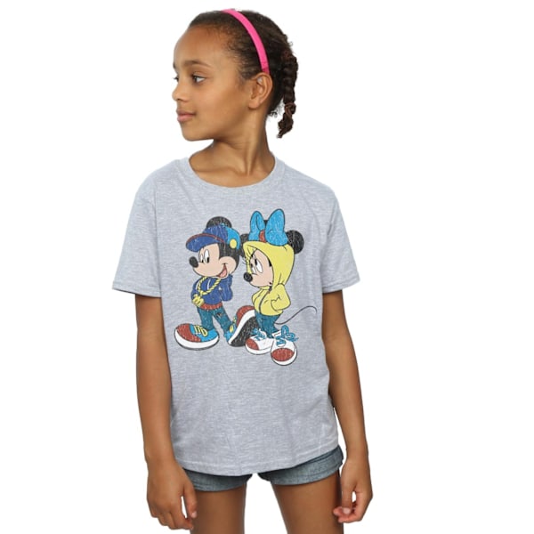 Disney Girls Mickey och Minnie Mouse Pose Bomull T-shirt 7-8 år Sports Grey 7-8 Years