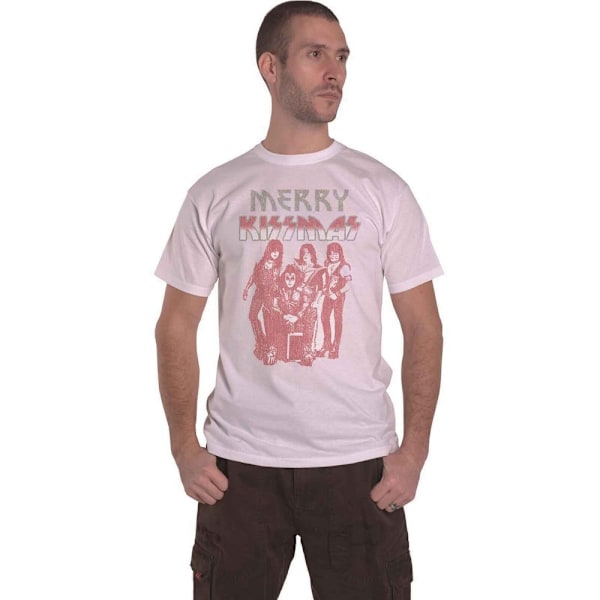 Kiss Unisex Vuxen Merry Kissmas Bomull T-shirt XL Vit White XL