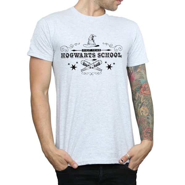 Harry Potter T-shirt för män Hogwarts första år XXL Sports Grey Sports Grey XXL