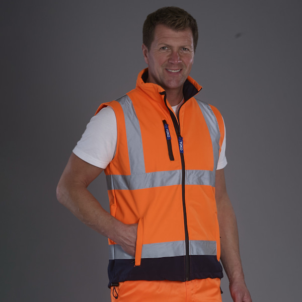 Yoko Hi Vis Softshell Väst / Arbetskläder 2XL Hi Vis Ora Hi Vis Orange/Navy 2XL