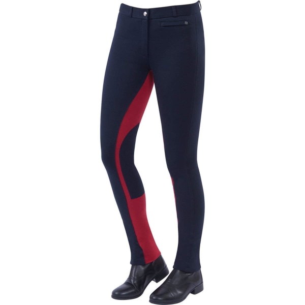 Dublin Childrens/Kids Supa-fit Euro Seat Pull On Jodhpurs 27in Navy/Red 27in