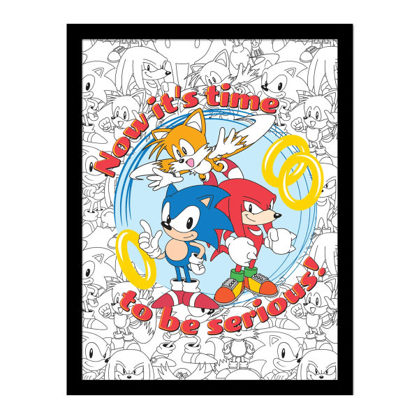 Sonic The Hedgehog It´s Time To Be Serious Inramad affisch 40cm x Multicoloured 40cm x 30cm